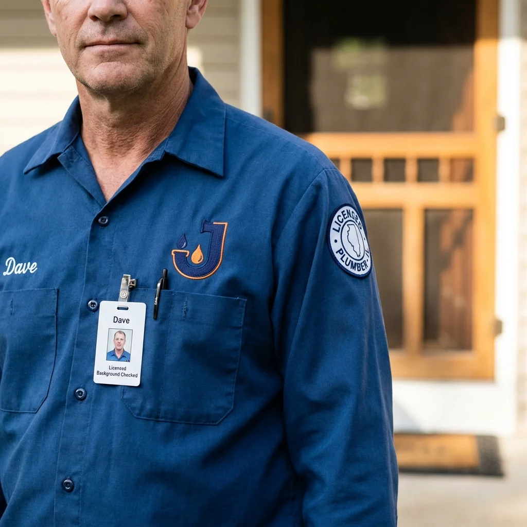 Licensed plumber showing ID badge in Methuen, MA