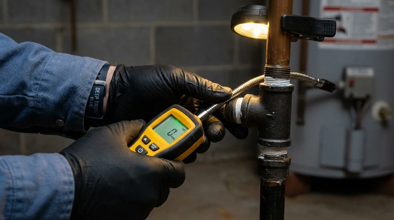 Gas leak detection with electronic sniffer by Johns Plumbing LLC in Methuen