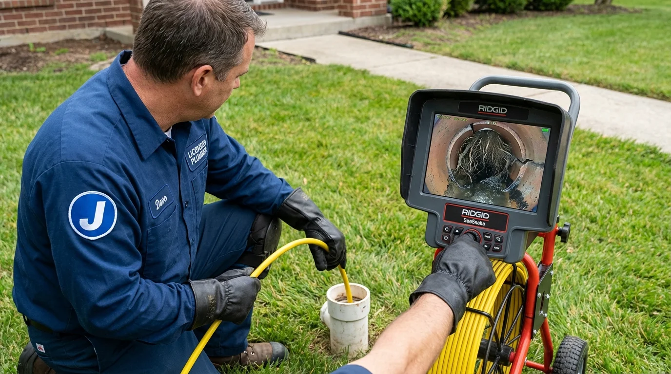 Sewer camera inspection being performed by Johns Plumbing LLC in Methuen